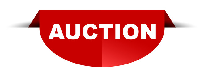 red vector round banner auction