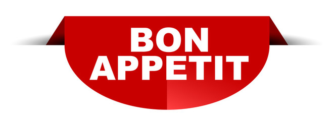 red vector round banner bon appetit