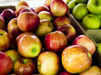 Apples in a basket at farmers market