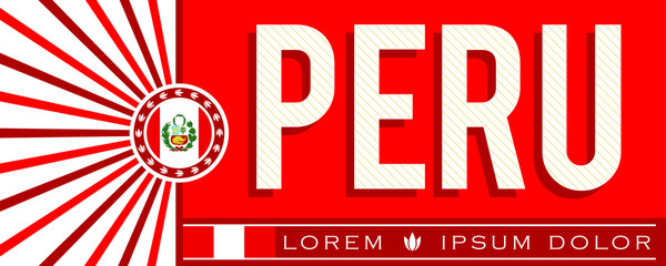 Peru patriotic banner design, typographic vector illustration, peruvian flag colors - obrazy, fototapety, plakaty