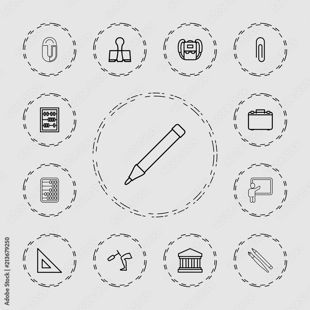 Poster Collection of 13 school outline icons