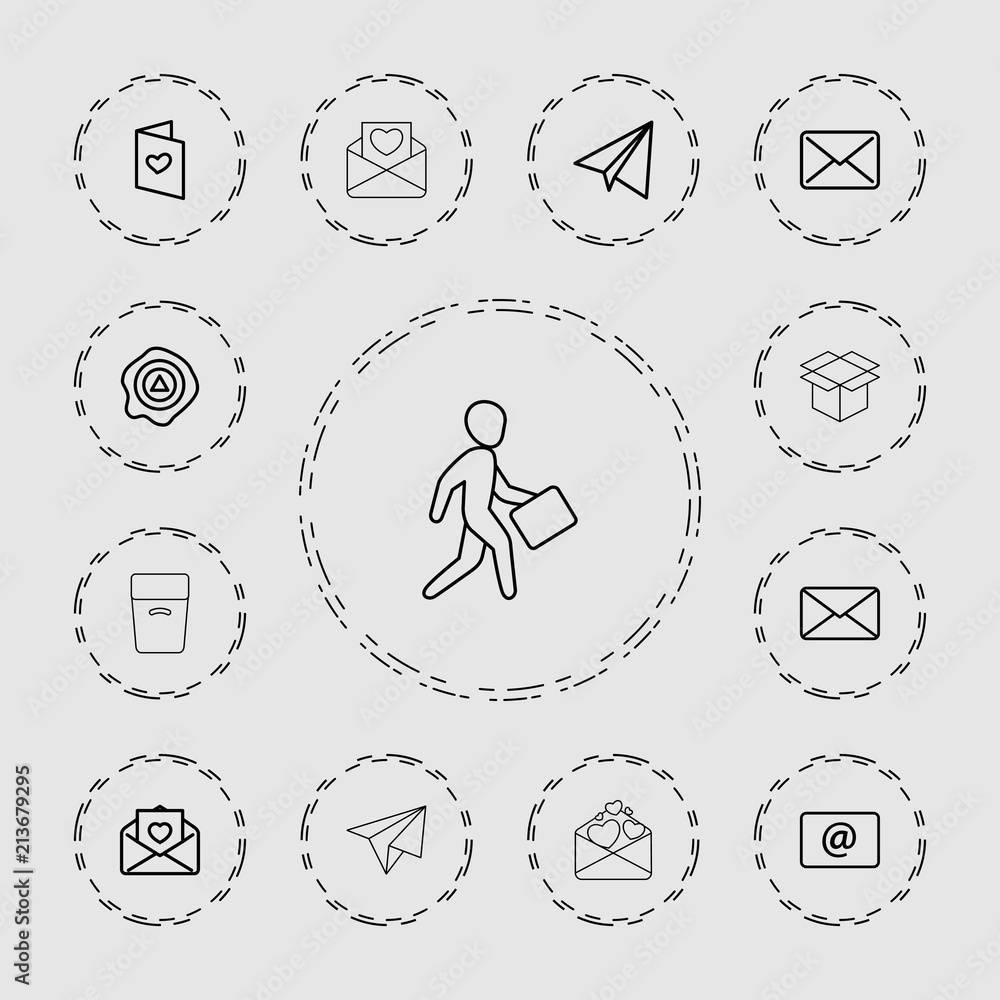 Wall mural collection of 13 mail outline icons