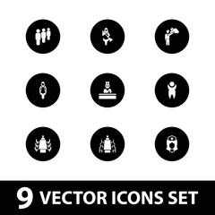Collection of 9 staff filled icons