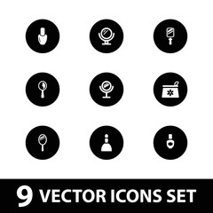 Collection of 9 cosmetics filled icons