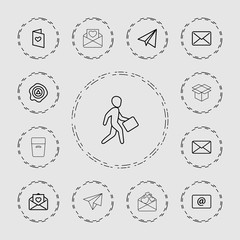 Collection of 13 mail outline icons
