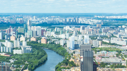 Obraz premium view of the Moscow river from a skyscraper in Moscow city