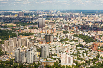 view of Moscow from a skyscraper in Moscow city