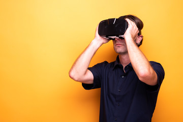 Adult man enjoying VR gear