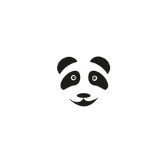 a cute head baby panda bear smiles on a white background