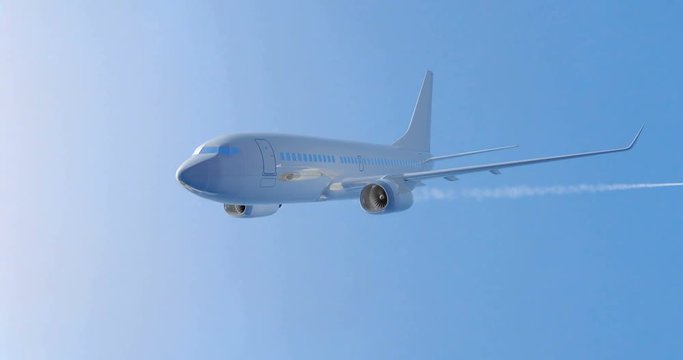 Plane flying in the sky. 3D render