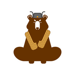 Russian bear with bast shoes. Vector illustration.