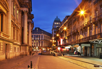 Naklejka premium Old street in Brussels. Belgium