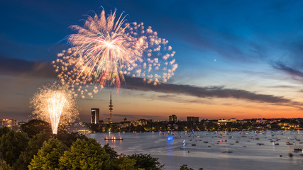 Hamburg Skyline Fireworks