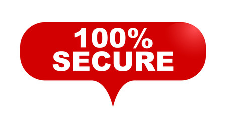 red vector bubble banner 100% secure