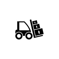 Forklift Loader. Flat Vector Icon illustration. Simple black symbol on white background. Forklift Loader sign design template for web and mobile UI element