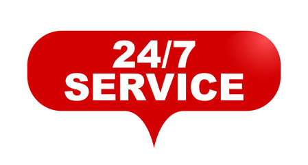 red vector bubble banner 24/7 service