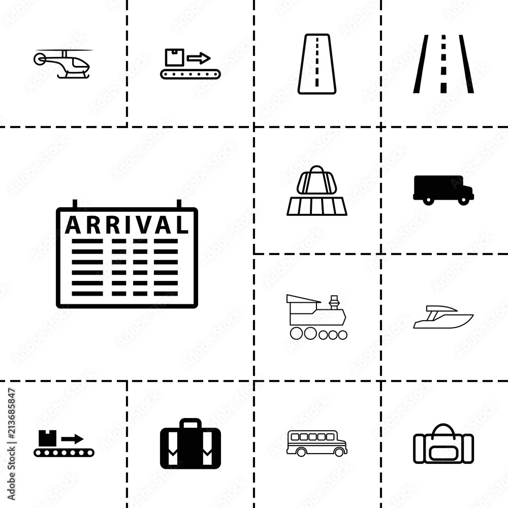 Sticker collection of 13 trip filled and outline icons