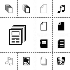 Collection of 13 sheet filled and outline icons