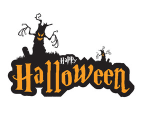 happy halloween with scary tree