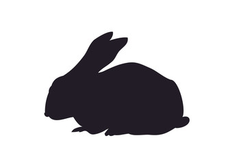 rabbit sits silhouette, vector,
