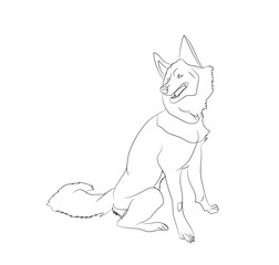 dog sitting, lines, vector