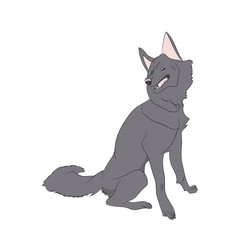 dog sitting, lines, vector