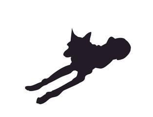 dog lies, silhouette, vector
