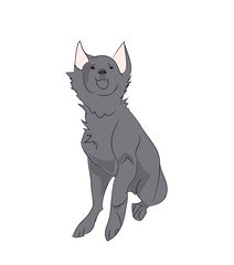 dog sitting, lines, vector