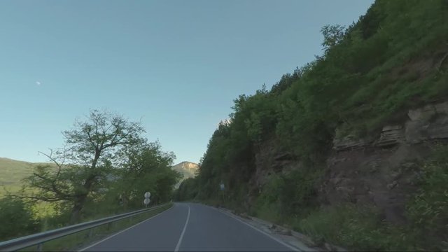 Road under Skaklya Waterfall near the village of Bov and Vazov's footpath.Amazing nature in Bulgaria