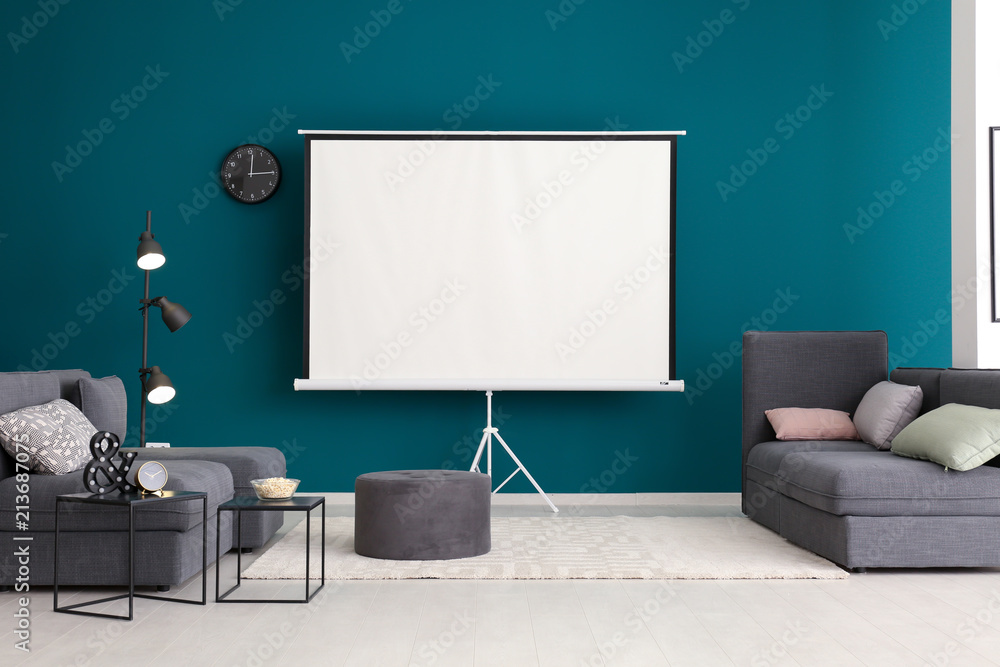 Sticker interior of modern room with home cinema