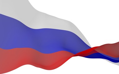 Waving flag of the Russian Federation. The National. State symbol of the Russia. 3D illustration