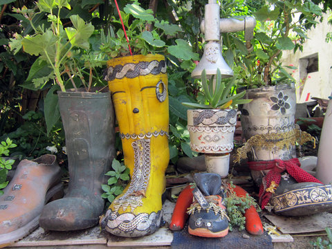a pot of old boots.creative ideas.art.life.