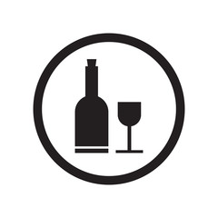 Wine Bottle and Glass Sign icon vector sign and symbol isolated on white background, Wine Bottle and Glass Sign logo concept