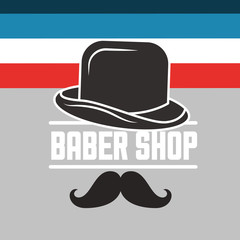 baber shop colors stripes sign hat man moustache vector illustration