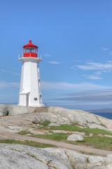 Fototapeta na wymiar Vertical view of Peggy's Cove Lighthouse, Nova Scotia
