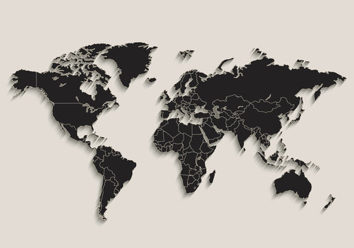 World map Black blackboard separate states individual vector