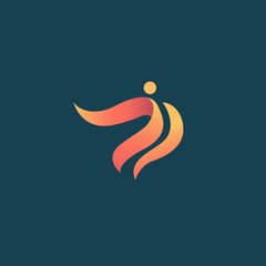 Obraz premium Abstract athlete logo icon vector design. Gym, sports games, fitness, business, trainer vector logo