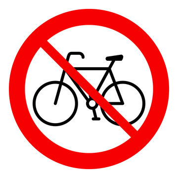 No bicycle, bicycle prohibition sign, vector illustration.