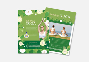 Yoga Flyer Layout with Green Accents