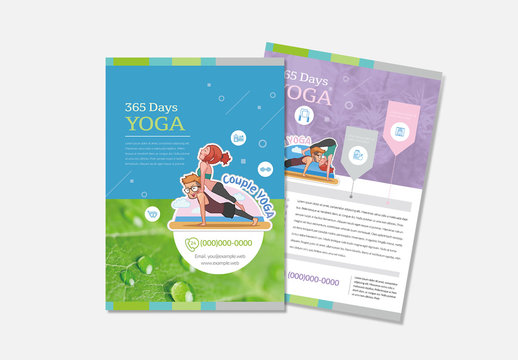 Yoga Flyer Layout with Character Illustrations
