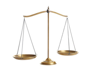 Scales of justice on white background. Law concept