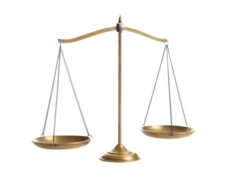 Scales Of Justice On White Background. Law Concept