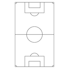 A black and white outline of a football pitch