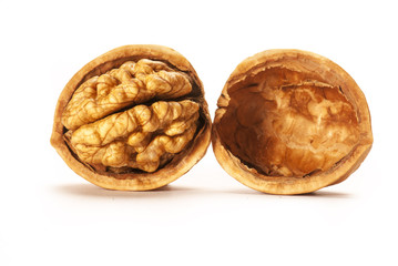 Walnuts isolated on white background