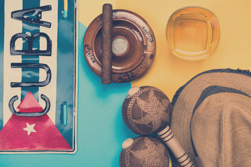 Exotic vacations in Cuba, conceptual items design