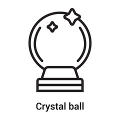 Crystal ball icon vector sign and symbol isolated on white background, Crystal ball logo concept