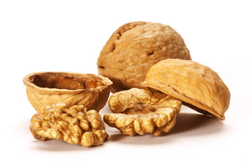 Walnuts isolated on white background