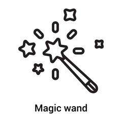 Magic wand icon vector sign and symbol isolated on white background, Magic wand logo concept