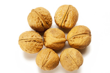 Walnuts isolated on white background
