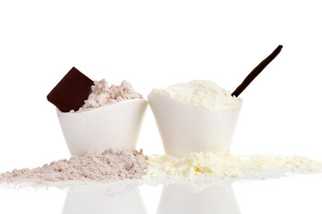 Chocolate and Vanilla protein powder.